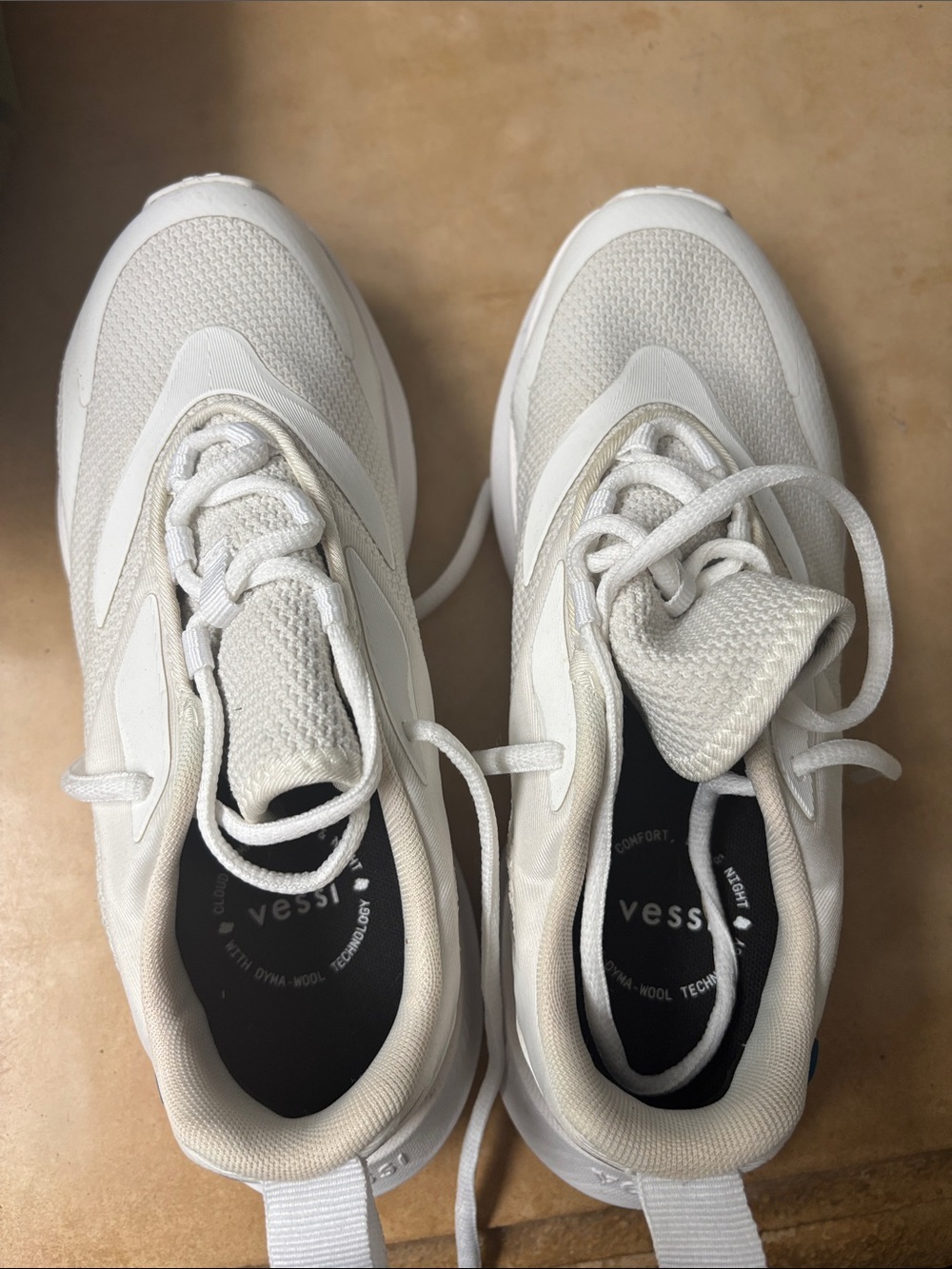 Vessi Off-White Knit Lace-Up Sneakers